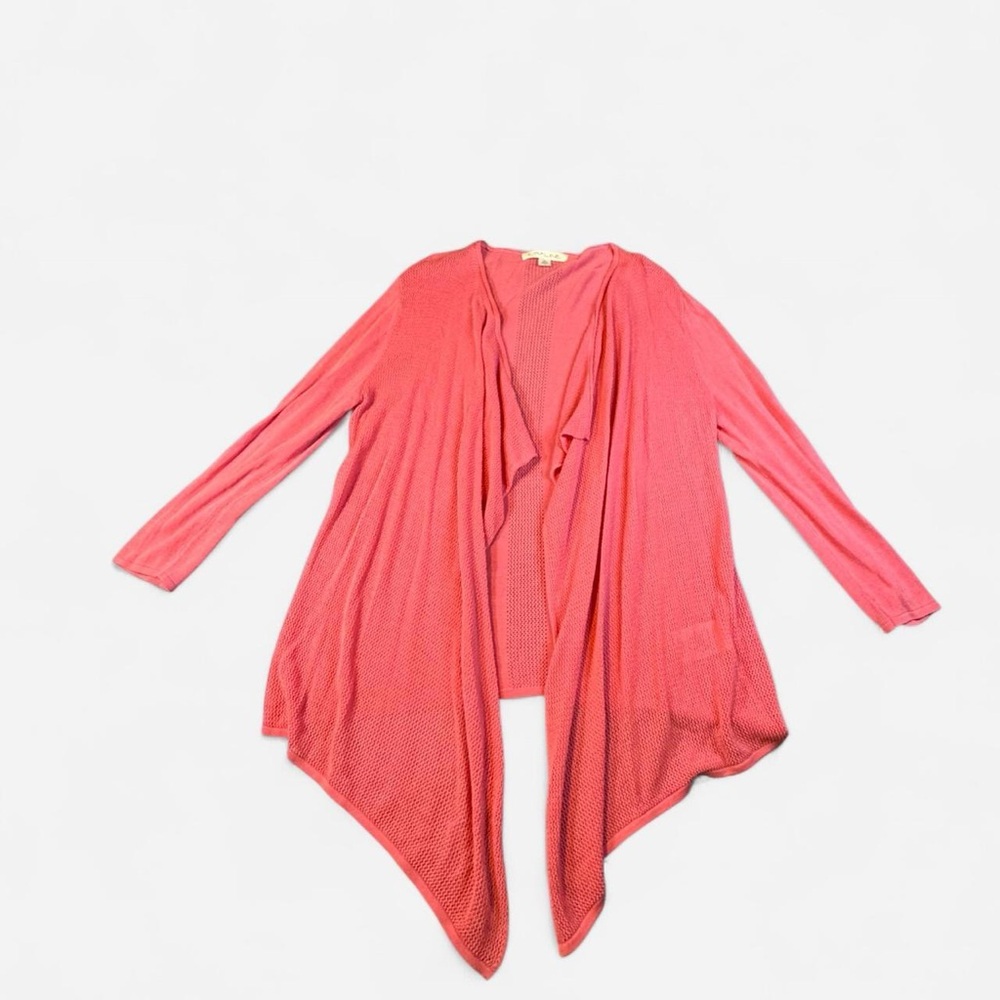 Elegant Coral Draped Cardigan